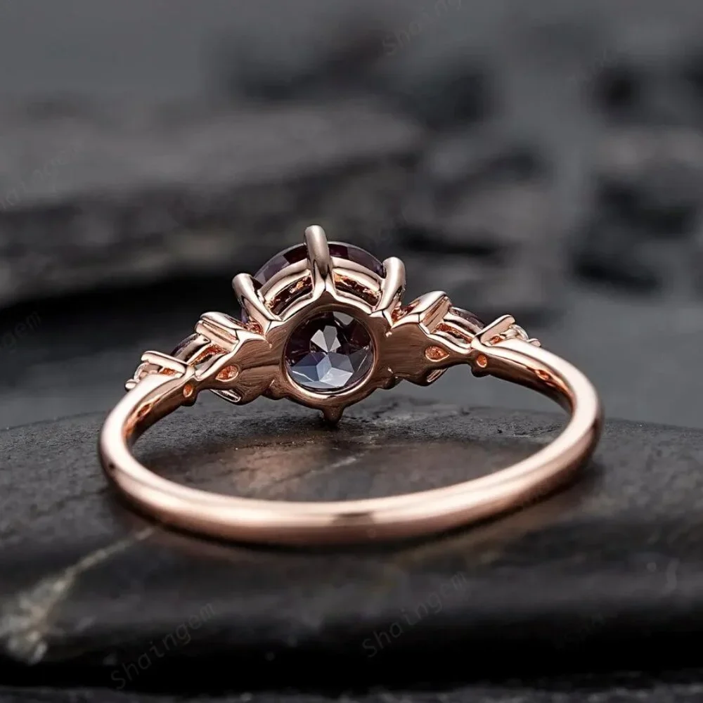 Color-Changing Alexandrite Engagement Ring unique moon star $335 sz 6.5 - Picture 6 of 6